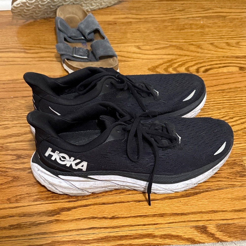 Hoka Black and White Sneakers